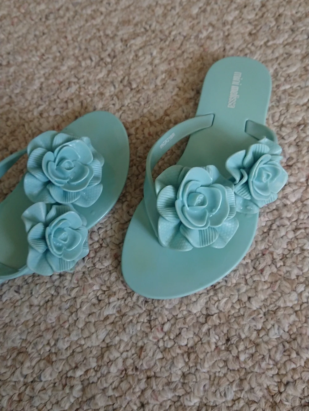 Mini Melissa Harmonic Floral Jelly Flip Flops in Mint size 8-9